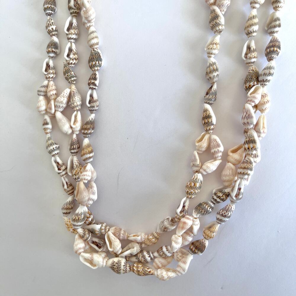Three Vintage Seashell Necklaces Hand Strung Costal Beachy Nautical Hawaiian